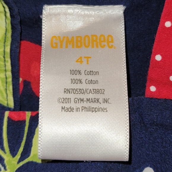 🍒 Vintage Gymboree Cherry Cute Navy & Red Print Dress Polkadot Trim 4T Sundress - Picture 4 of 6